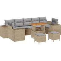 vidaXL Ensemble de canapé de jardin avec coussins avec coussins 10 pcs Beige et gris clair