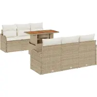vidaXL Ensemble de canapés de jardin , 7 pièces, beige et crème, en polyrotin