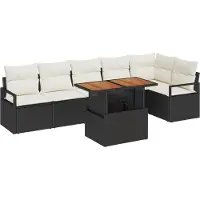 vidaXL Salon de jardin avec coussins 7 pcs noir et crème