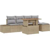 vidaXL Salon de jardin avec coussins 6 pcs Beige et Gris