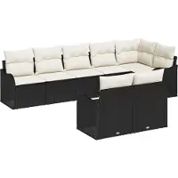 vidaXL Ensemble canapé de jardin 8 pcs noir poly rotin