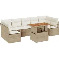 vidaXL Ensemble de canapé de jardin avec mémoire 8 pcs Beige Poly Rattan
