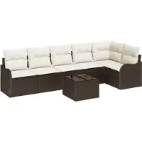 vidaXL Ensemble de canapé de jardin avec mémoire 7 pcs Gris Poly-Rotin