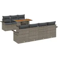 vidaXL Ensemble de canapé de jardin avec mémoire 8 pcs Gris Poly Rattan