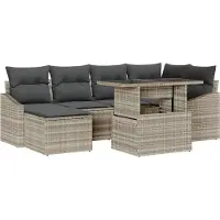 vidaXL Ensemble de salon de jardin , 7 pièces, gris clair et gris foncé