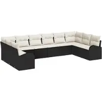 vidaXL Ensemble de canapés de jardin , 10 pièces, en résine tressée noire et blanche