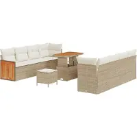vidaXL Ensemble de canapés de jardin avec coussins (12 pièces), beige et crème, en polyrotin