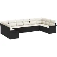 vidaXL Ensemble de canapés de jardin avec rangement, 10 pièces, en rotin synthétique noir