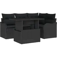 vidaXL Ensemble de canapé de jardin avec coussins avec coussins 5 pcs noir Poly rotin
