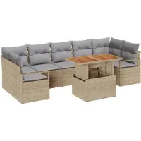 vidaXL Ensemble de salon de jardin , 8 pièces, 7 places, beige et gris