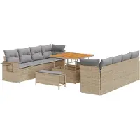vidaXL Ensemble de canapés de jardin , couleur beige et gris clair, en polyrotin