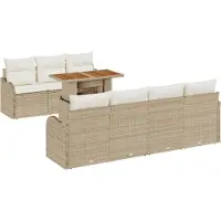 vidaXL Ensemble de canapé de jardin avec mémoire 8 pcs Beige Poly Rattan
