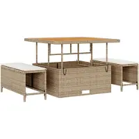 vidaXL Ensemble de salon de jardin en polyrotin beige
