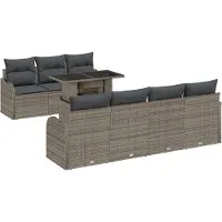 vidaXL Ensemble de canapé de jardin avec coussins avec mémoire 8 pcs Gris Poly Rattan