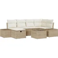 vidaXL Ensemble de canapés avec coussins 7 pcs poly rotin