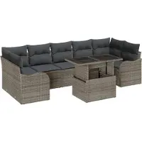 vidaXL Ensemble de canapé de jardin avec coussins avec mémoire 8 pcs Gris Poly Rattan