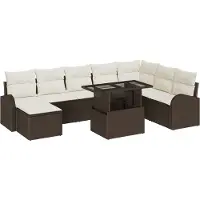 vidaXL Ensemble de canapé de jardin avec mémoire 9 pcs brun poly rotin