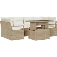 vidaXL Ensemble de canapés de jardin , 7 pièces, couleur beige, en résine tressée (type polyrotin), capacité de 6 personnes