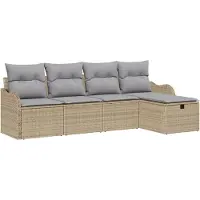 vidaXL Ensemble de canapés de jardin , 5 pièces, couleur beige et gris clair, pour 4 personnes
