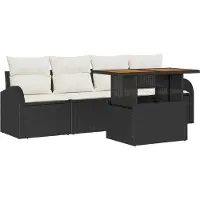 vidaXL Ensemble de canapé de jardin avec mémoire 5 pcs noir poly rotin