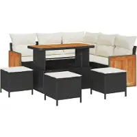 vidaXL Ensemble de canapé de jardin avec coussins 9 pcs noir et crème poly rotin
