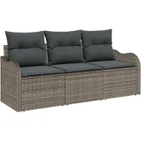 vidaXL Ensemble de canapés de jardin avec rangement, 3 pièces, gris, en rotin synthétique