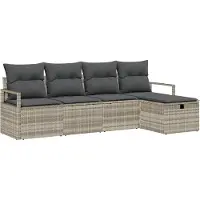vidaXL Ensemble canapé avec coussins avec mémoire gris clair Poly-Rotin