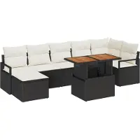 vidaXL Salon de jardin avec coussins 8 pcs noir et crème