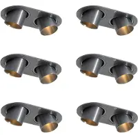QAZQA Ensemble de 6 spots encastrables couleur bronze GU10 35mm inclinables 2 lumières - Installa
