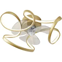 QAZQA Ventilateur de plafond laiton 55cm LED incluse Dimmable avec télécommande - Mandy