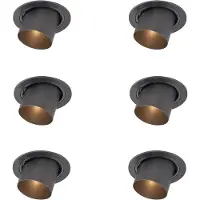 QAZQA Ensemble de 6 spots encastrables modernes couleur bronze GU10 50mm rond inclinable - Installa