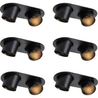 QAZQA Ensemble de 6 spots encastrables noirs GU10 50mm 2 lumières - Installa
