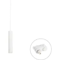 QAZQA Suspension design blanche avec adaptateur rail triphasé inclus - Tuba Small Triphasé