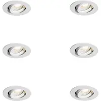 QAZQA Ensemble de 6 spots encastrables blancs inclinables 6,5 cm avec LED IP54 ultra-plats - Pupil