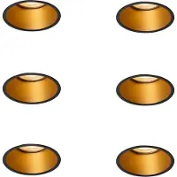 QAZQA Lot de 6 Spots Encastrables Modernes Noirs avec Or GU10 50mm IP44 - Dept