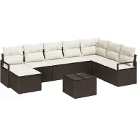 vidaXL Ensemble de canapés avec coussins 9 pcs brun et crème poly rotin