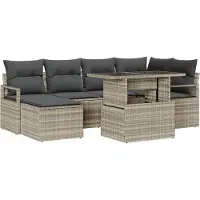 vidaXL Ensemble de canapé de jardin , 7 pièces, gris clair, en résine tressée