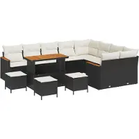 vidaXL Ensemble de canapé de jardin avec coussins avec coussins 13 pcs noir Poly rotin