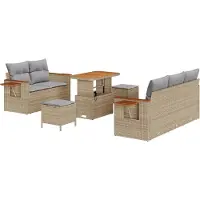 vidaXL Ensemble de canapé de jardin avec coussins 10 pcs Beige et gris clair Poly-Rotin