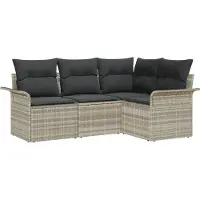 vidaXL Ensemble de canapés de jardin avec rangement, 4 pièces, gris clair, en polyrotin