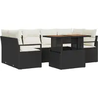 vidaXL Ensemble de canapé de jardin avec coussins 7 pcs noir et crème