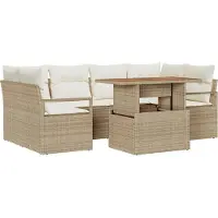 vidaXL Ensemble de salon de jardin , 7 pièces, 6 places, beige et crème