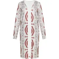 Usha Cardigan gris clair / rouge foncé / blanc