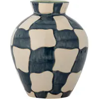 Bloomingville Vase à carreaux bleu