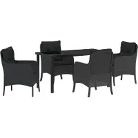 vidaXL Salon de jardin avec coussins 5 pcs noir Poly-Rattan