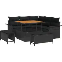 vidaXL Ensemble de canapé de jardin avec coussin avec mémoire 8 pcs noir