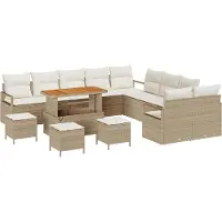 vidaXL Ensemble de canapé de jardin avec coussin avec mémoire 14 pcs Beige et Crème