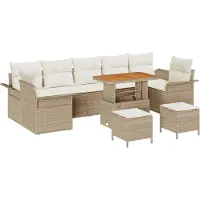 vidaXL Ensemble de canapé de jardin avec coussin avec mémoire 10 pcs Beige et crème
