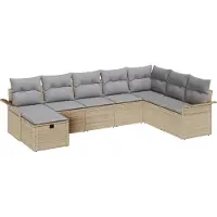 vidaXL Ensemble de canapé de jardin avec coussins 8 pcs Beige et gris clair Poly-Rotin