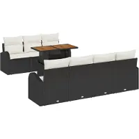 vidaXL Ensemble de canapé de jardin avec mémoire 8 pcs noir poly rotin